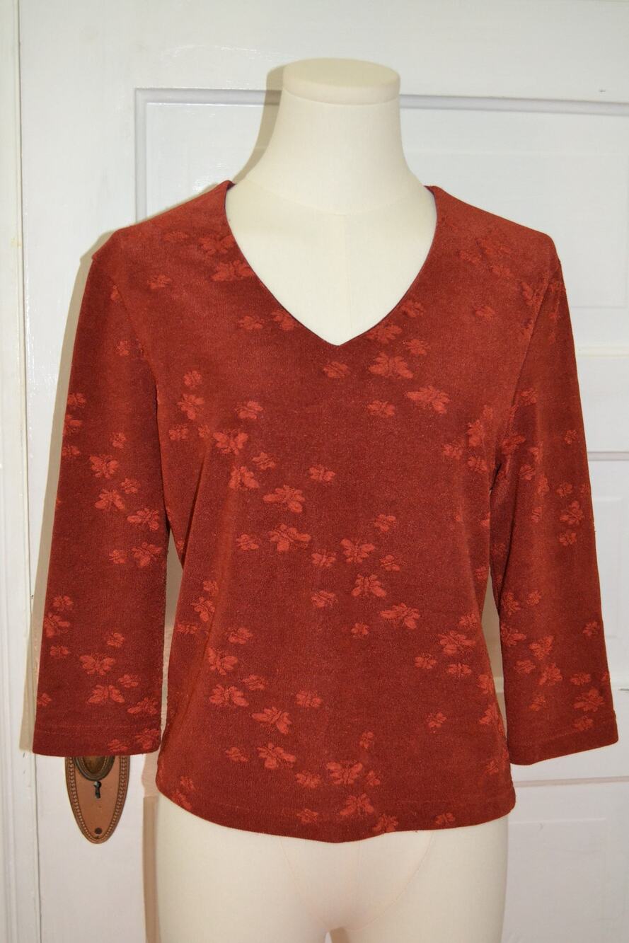 Vintage 90s Y2K Quarter Sleeve Butterfly Boho Top Size L